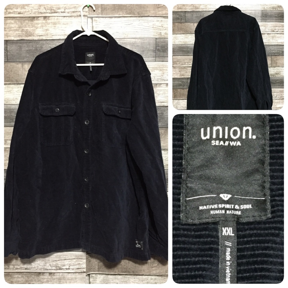 Union Sea//Wa Corduroy Shirt Jacket Shacket Men’s XXL Navy Blue Button Up Cotton